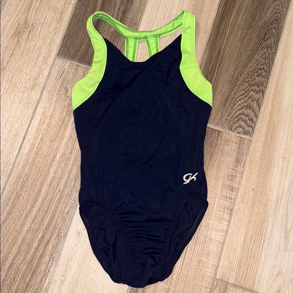 Green and navy GK AM Leotard EUC